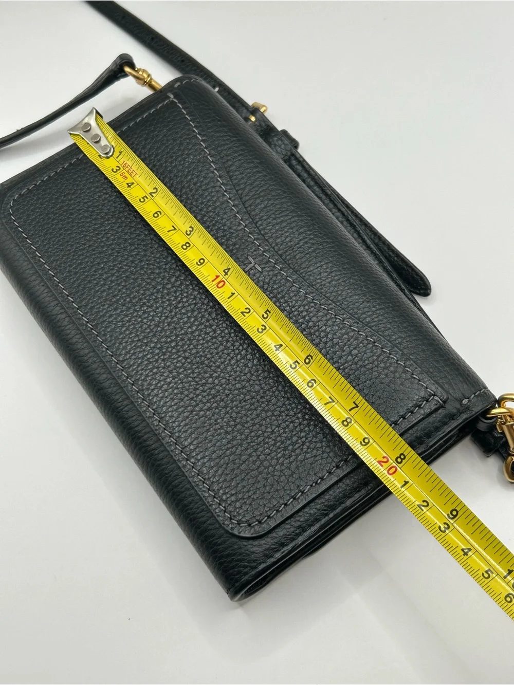 Tory Burch Black Thea Pebbled Leather Crossbody Wallet